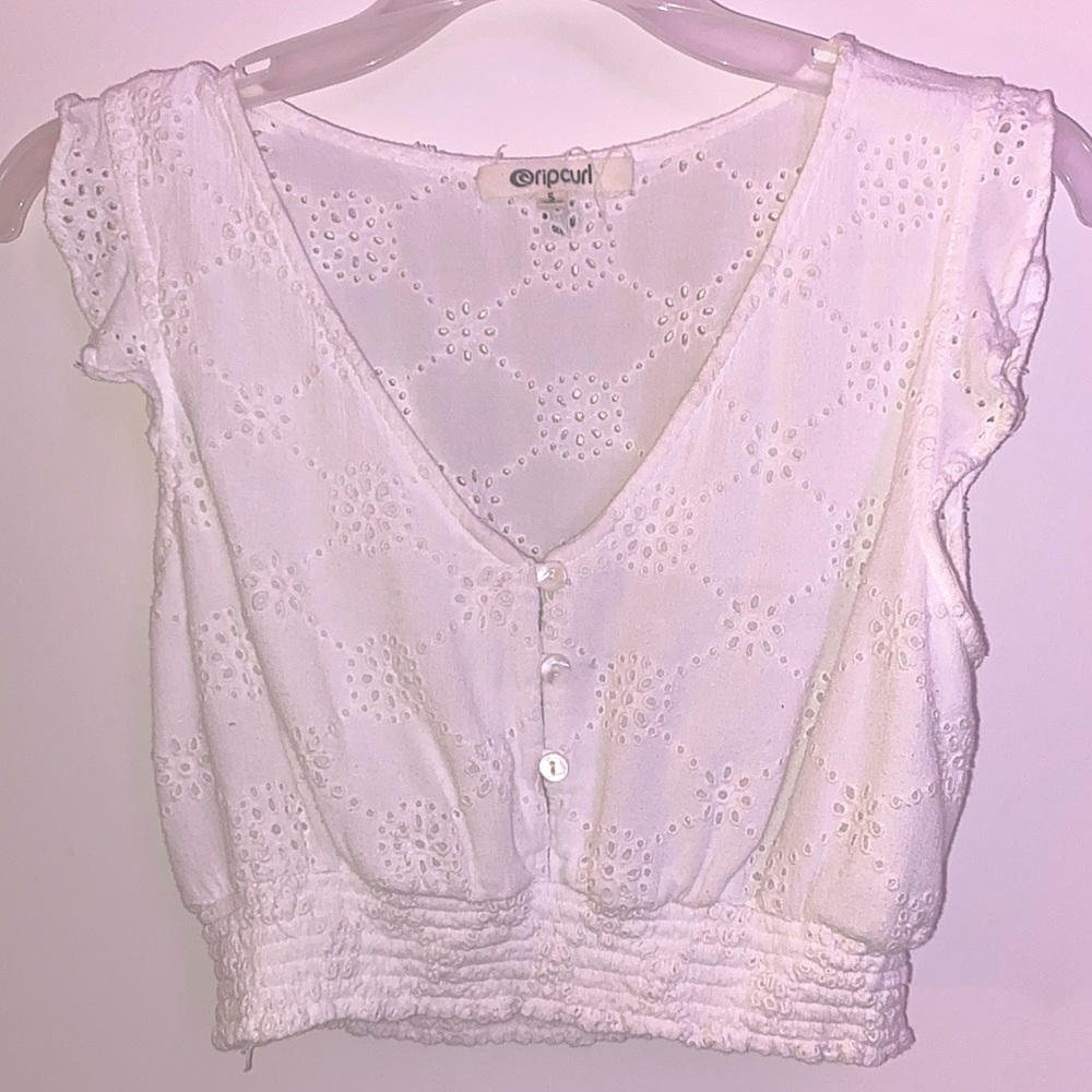 White eyelet crop top